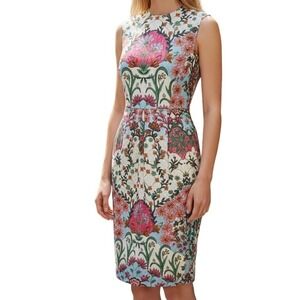 ASOS Floral Tapestry Midi Dress Womens 4 Sleeveless‎ Cutout Back Pencil Romantic